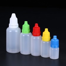 5-120ml Plastic Empty Squeezable Liquid Eye Dropper Bottles w/ Funnels Mixed Lid