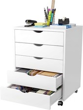 5 Drawer File Cabinet with Wheels, Rolling Printer Stand with Storage