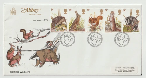 5/10/1977 UK GB FDC - British Wildlife - Abbey Cover - Philatelic Bureau Special