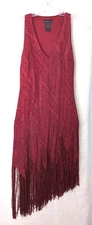 Women's Red Flapper Dress Size 4 Lined Sleeveless Fringe Sparkly Halloween Dance