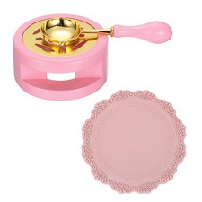 Wax Stamp Seal Kit Sealing Warmer Melting Spoon Silicone Pad, Pink