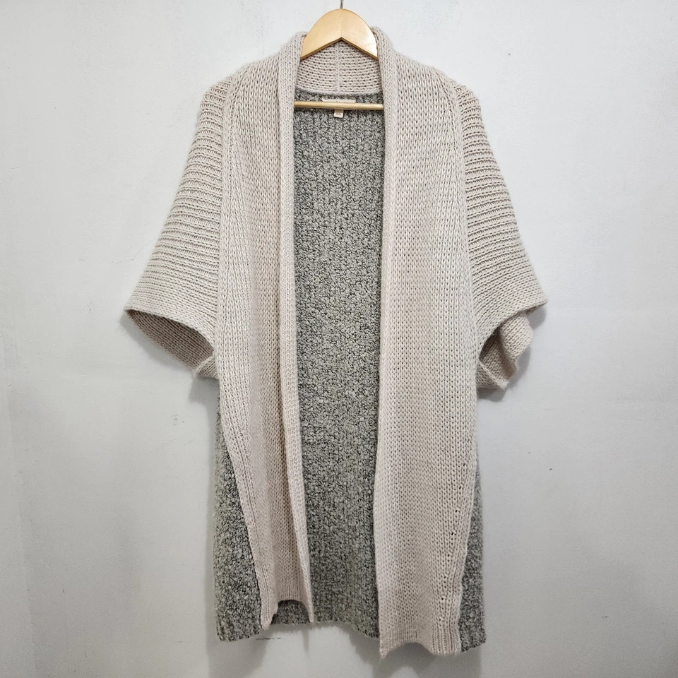 Cárdigan de mujer Elan Cliff de gran tamaño tejido boucle abierto largo midi elástico O/S Foto 3 de 4