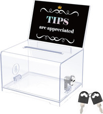 6.2" X 4.7" X 4" Acrylic Donation Box Ballot Box with Slot Plastic Tip Jar Sugge