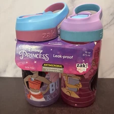 Disney Princess ZAK! 2-Pack 16 Oz Water Bottles BPA Free New