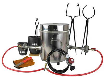 #ad 16 KG Gas Metal Melting Furnace Kit Foundry Copper Crucible Tongs Gas Forge $248.00