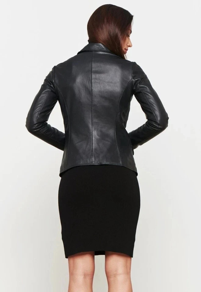 Women's Real Lambskin Leather Blazer Jacket - Slim Fit, Fashionable Button Coat image 3