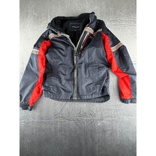London Fog Boys Youth M 10/12 Colorblock Windbreaker Jacket Red Black Gray Coat