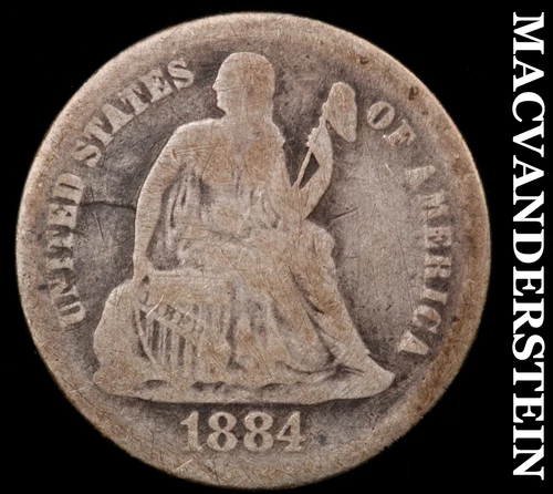 1884 Seated Liberty Dime- Scarce Better Date No Reserve #J588