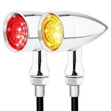Motorcycle Bullet Front Rear Turn Signal White Amber Light SMD Chrome-Rear