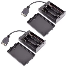 Pack of 2 Battery Holder Case Box for 3 AA Batteries with Cover and USB Cable
