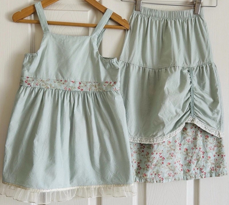 Eden’s Bouquet Fine Things Cottage Floral Shirt Skirt Set Girls 7 8 $116