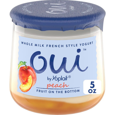 Oui by  Peach Whole Milk Yogurt, French Style Yogurt, 5 OZ Glass Yogurt Jar