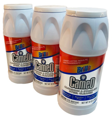 #ad 3 Brillo Cameo Cleaner Perfect on Aluminum Stainless Steel No Scratch Formula ￼ $19.99