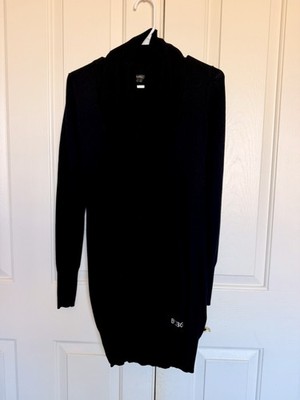 BCBGMAXAZRIA Knit Black Sweater Dress Shawl Collar Long Sleeve Size S Women  | eBay