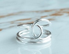 Knot Thumb Ring Silver Micro GS Band Statement Ring Handmade Jewelry For Women