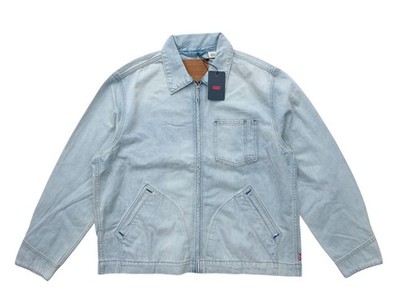 Levis Men Light Blue Wash Relaxed Lightweight Full Zip Workwear Mechanics Jacket