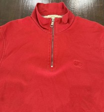 Burberry Quarter Zip Pullover Mens Large Nova Check Collared Red Made In Peru
