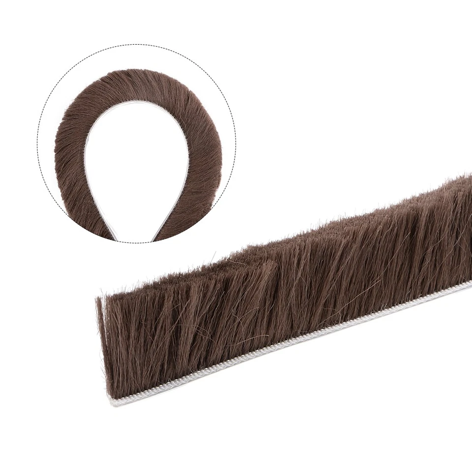 Brush Weather Stripping Adhesive Felt Door Seal Strip Sweep 197"x0.9" Brown - Image 4 of 4