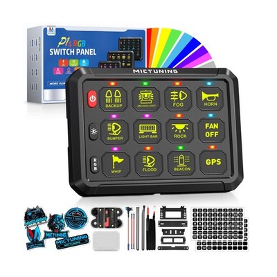 MICTUNING P1s RGB 5 Inch 12 Gang Switch Panel, High Power 6 Level Brightness ...