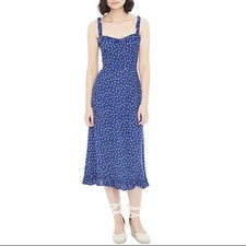 Faithfull the Brand Noemie Blue Ditsy Monette Floral Midi Sun Dress Women Small 