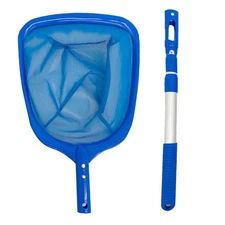 Professional Leaf Rake Deep Bag Swimming Pool Skimmer Net With Telescopic Pole 