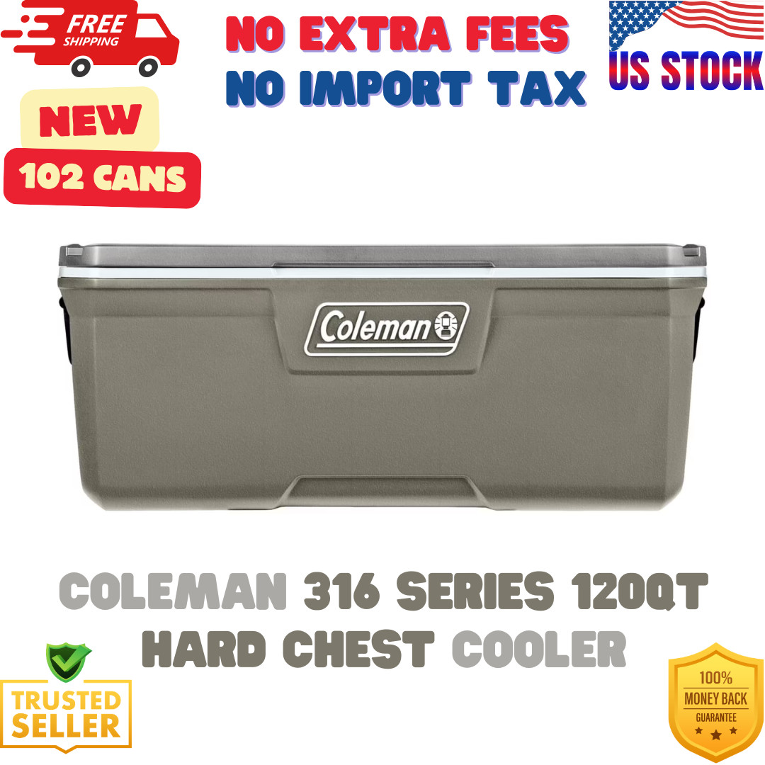 Coleman 316 Series 120QT Hard Chest Cooler, Silver Ash