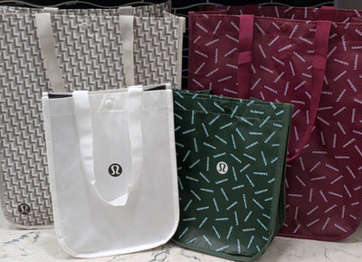 Lululemon Large Reusable Shopping Tote Bag Lot Multicolor Geometric Plastic