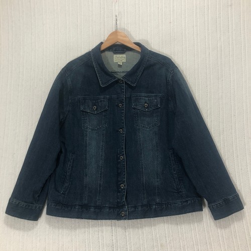 Chaqueta vaquera Cabelas para mujer 2XL botones bolsillos delanteros mezcla de algodón lavado oscuro - Imagen 2 de 7