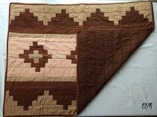 Handmade Baby Quilt 47"x35" Brown  Pink
