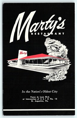 Postcard FL St Augustine Marty's Restaurant Nations Oldest Closed Torn Down D16
