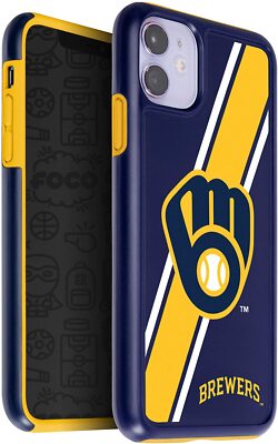 FOCO MLB Milwaukee Brewers Dual Hybrid Case for iPhone 11 & XR (6.1'')