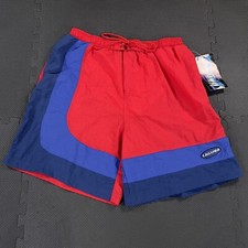 Vintage 90s Laguna Swim Trunks Large Netted Red Blue Nylon New With Tags