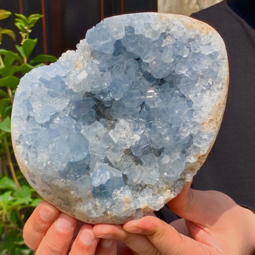 4.58LBNatural Blue Celestite heart Geode QuartzCrystal Mineral Specimen Healing - 第 13/13 張圖片
