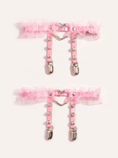 Heart Kawaii Pink Cute Lolita Japan Decor Garter Belt Harness - 2 Pack