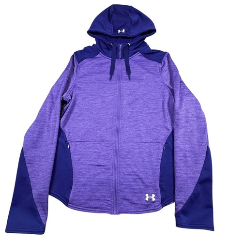 Under Armour Hoodie Women's Large Fitted Fleece Full Zip Cold Gear Tech Gamut - Picture 2 of 9