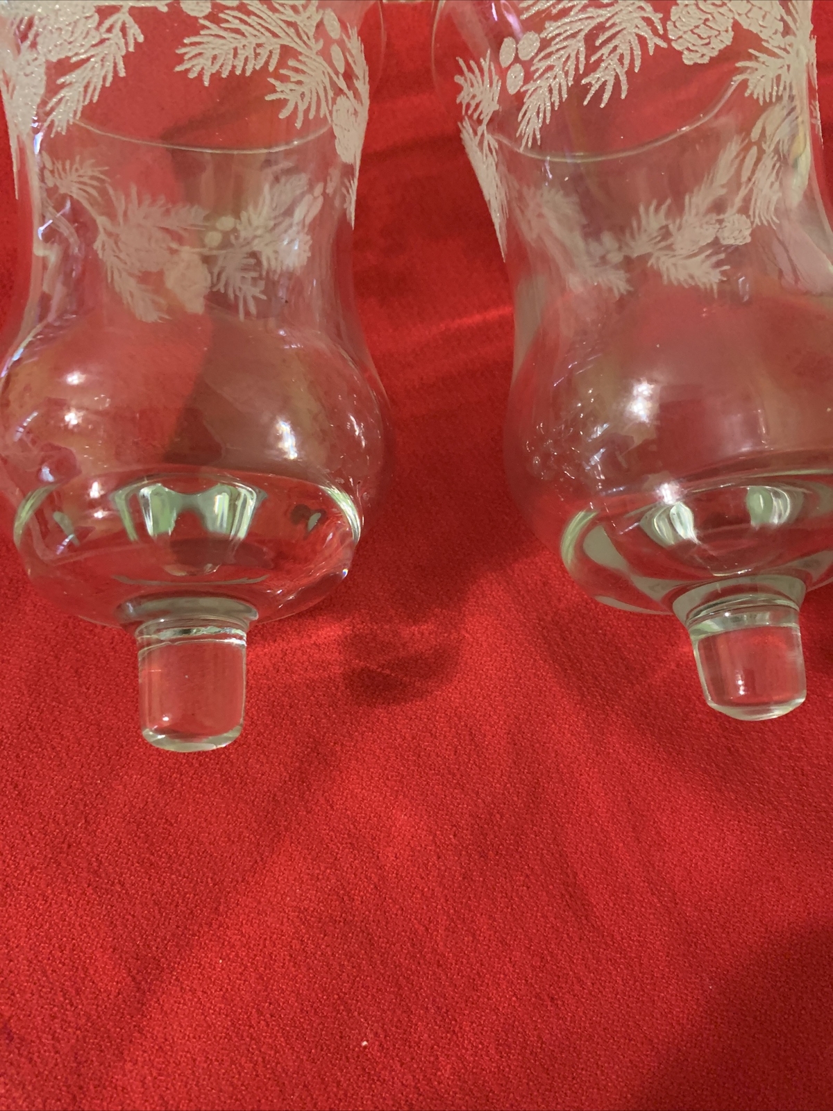 RARE Set of 2 Votive Cups Vintage Home Interior Clear /w Pine Cones