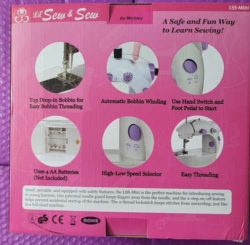 Lil Sew & Sew LSS Mini Sewing Machine Ages 8+ White & Purple NEW by Michley - Picture 3 of 5