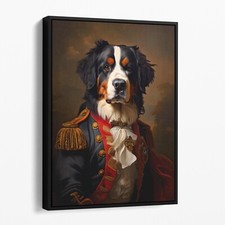 Bernese Mountain Dog Aristocrat Portrait Funny Dog Canvas Wall Art Print