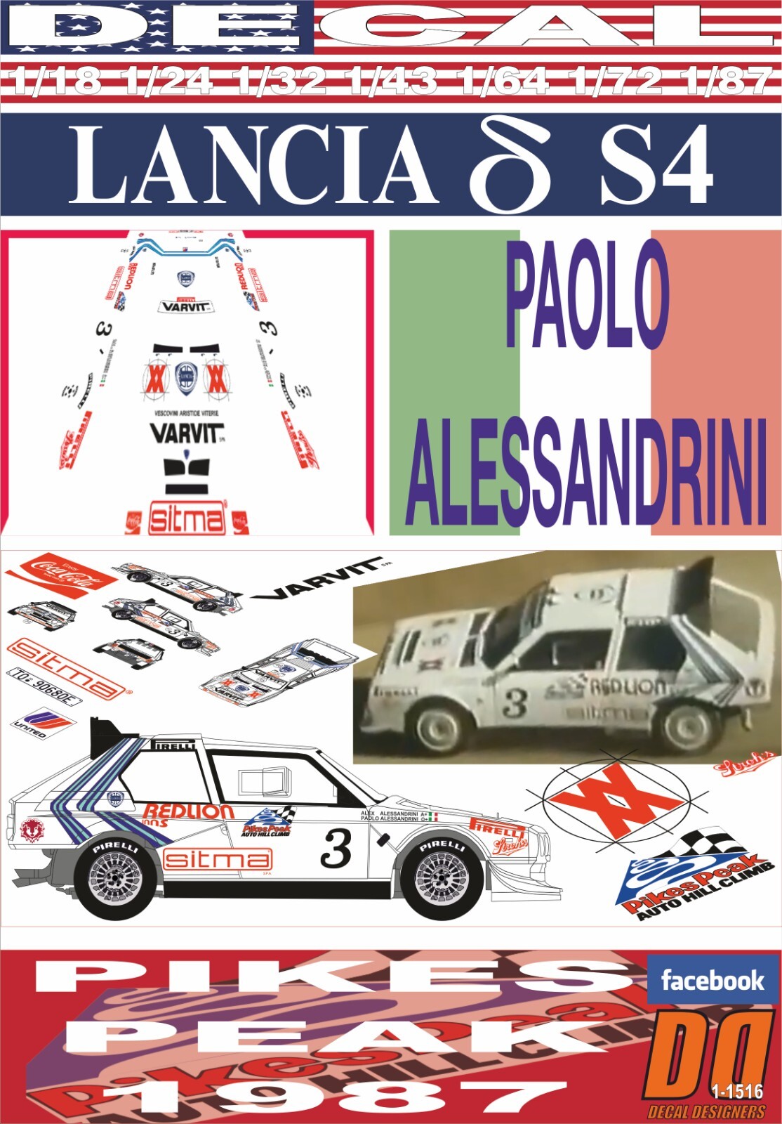 DECAL LANCIA DELTA S4 P.ALESSANDRINI PIKES PEAK 1987 12th (08) | eBay