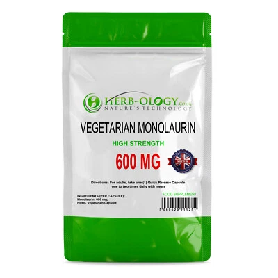 Monolaurin 600mg Capsules | High Strength Antibacterial Immune Health | UK Made