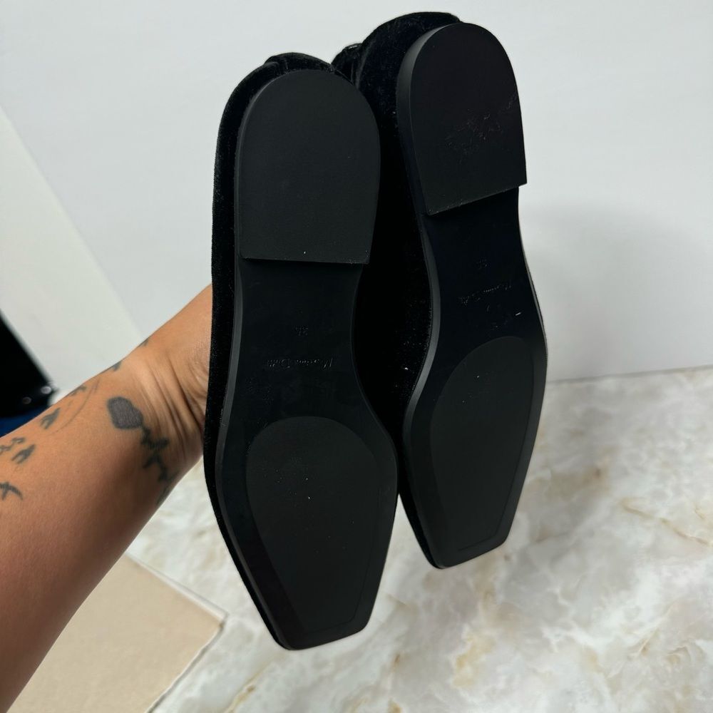 NWT Massimo Dutti Ballet Flats Square Toe Rhinestone Ankle
