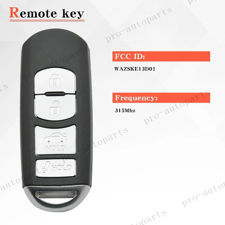 Para 2014 2015 2016 2017 2018 Mazda 3 6 Mando a distancia Smart Car Llavero WAZSKE13D01/02 Foto 4 de 4