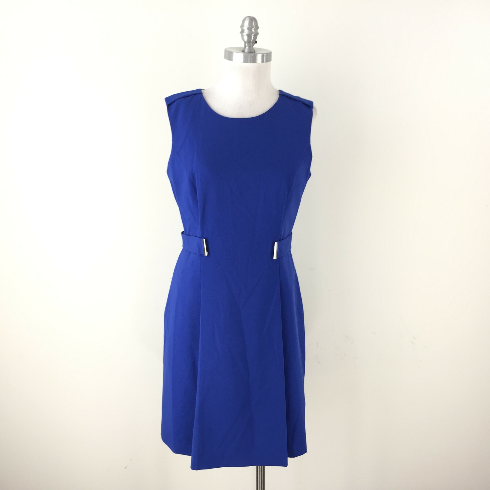 Calvin Klein 10 Royal Blue A line Flare dress Sleevel… Gem