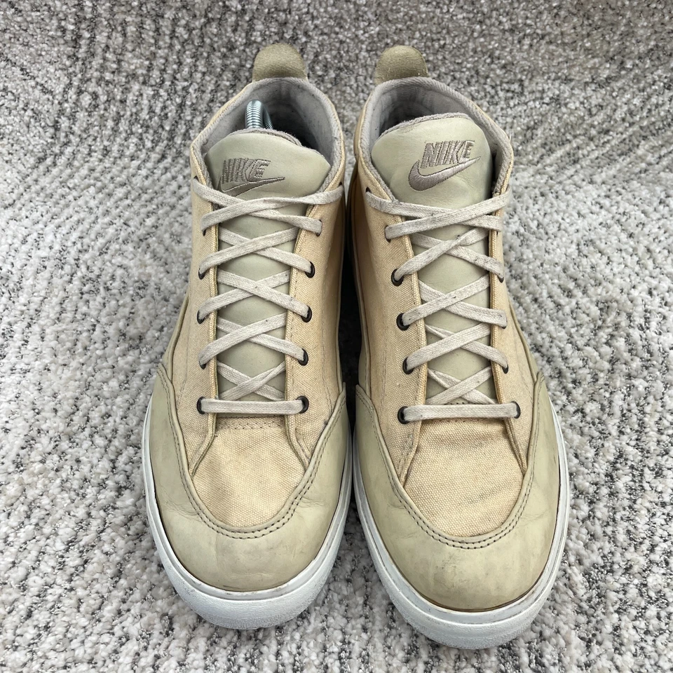 De colección Nike Chukka Tenis Hombres Talla 10.5 Botas Alta Top Beige Lona Cuero Años 90 Foto 2 de 4
