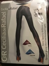 Cecilia de Rafael Uppsala Satin GLOSSY OPAQUE Pantyhose Tights L FUMO gray