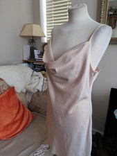 Nasty Gal Beautiful Champagne Satin Cowl Mini Slip Dress UK size 14