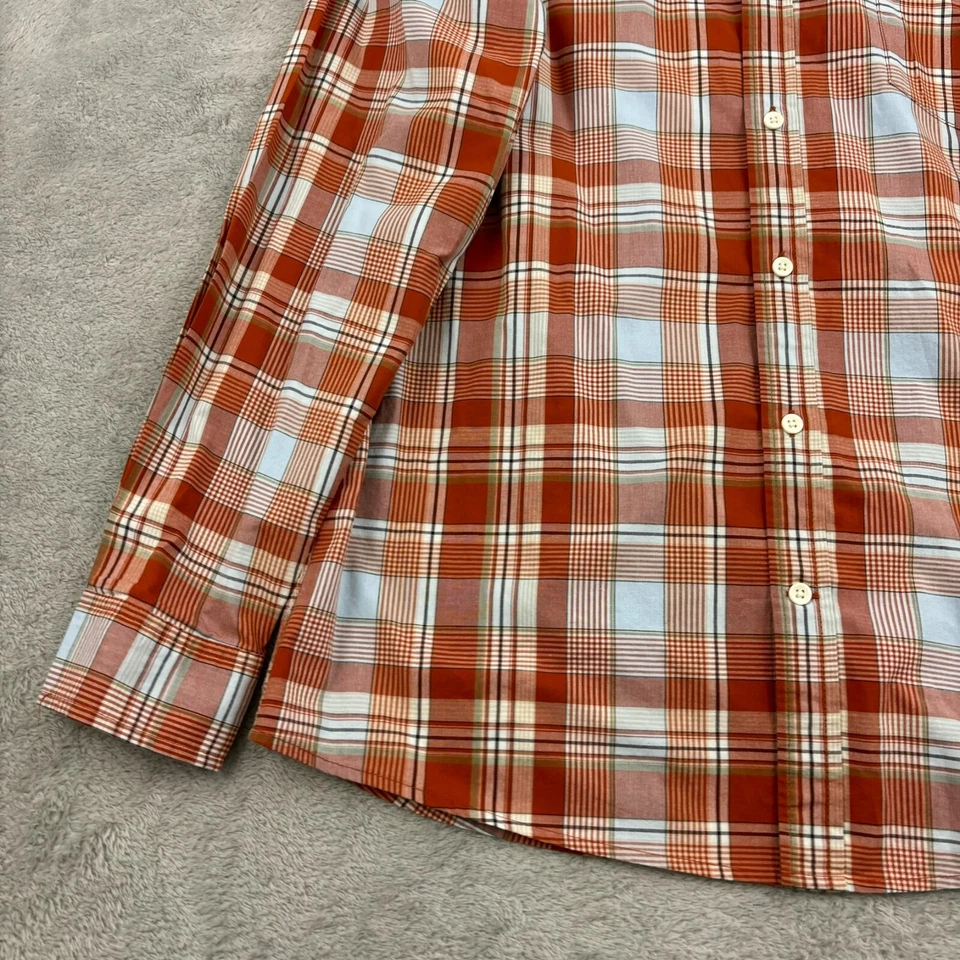 Camisa Georg Roth Los Angeles Para Hombre M Naranja Cuadros Algodón Abotonada Pura Comodidad Foto 4 de 4