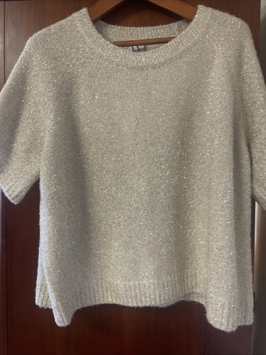 Maglione marrone scintillante glitter dorato manica corta XXL Worthington Boxy - Foto 4 di 9