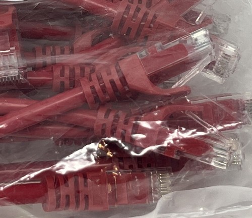 24 PACK LOT 0.5FT CAT6 Ethernet Patch Cable Red RJ45 550Mhz UTP 0.15M - 第 2/3 張圖片