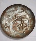 Vintage Antique Hammered Farmer Copper Round Plate, Decor 15"